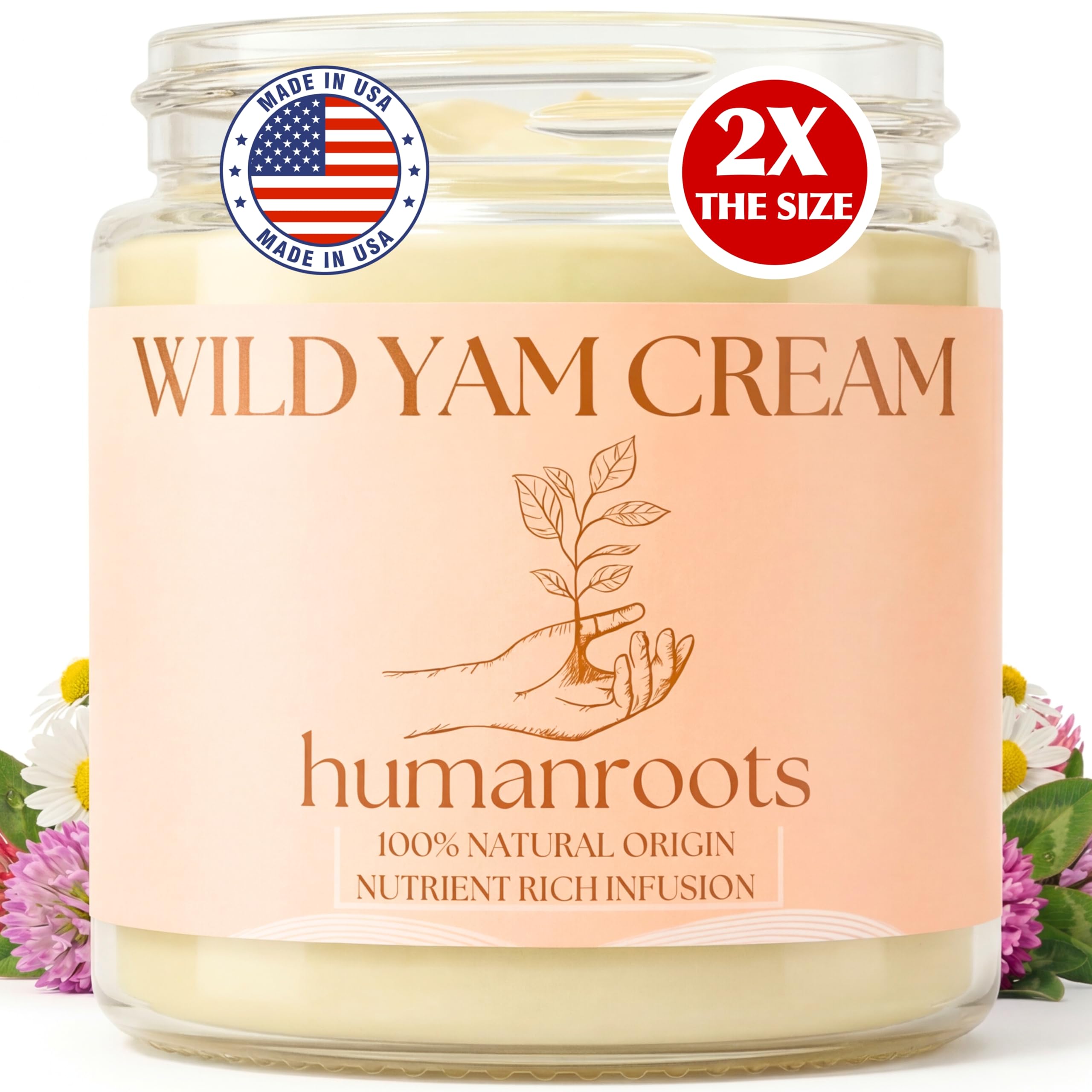 Humanroots Wild Yam Cream jar showing a gentle balance routine