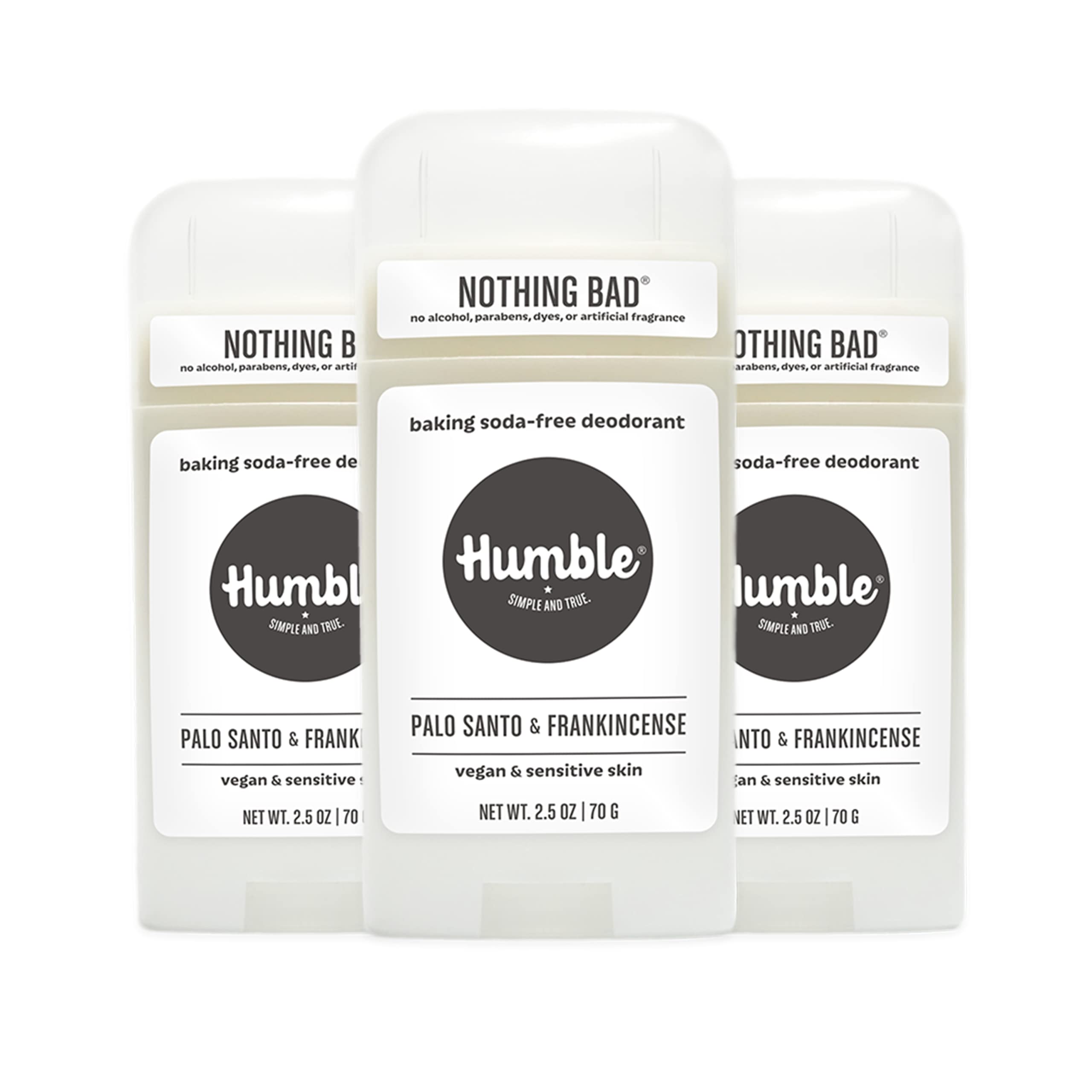Humble Brands aluminum-free deodorant with Palo Santo and Frankincense for lasting odor control