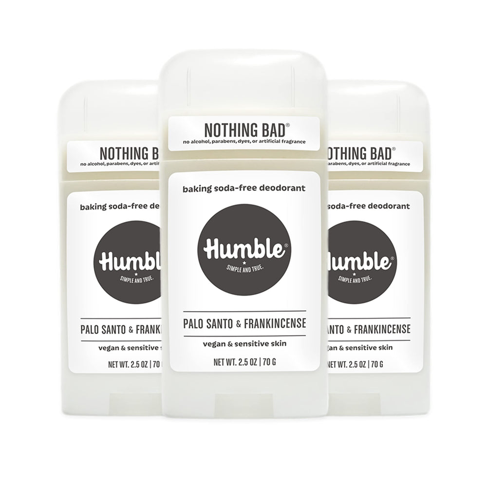 Humble Brands aluminum-free deodorant with Palo Santo and Frankincense for lasting odor control