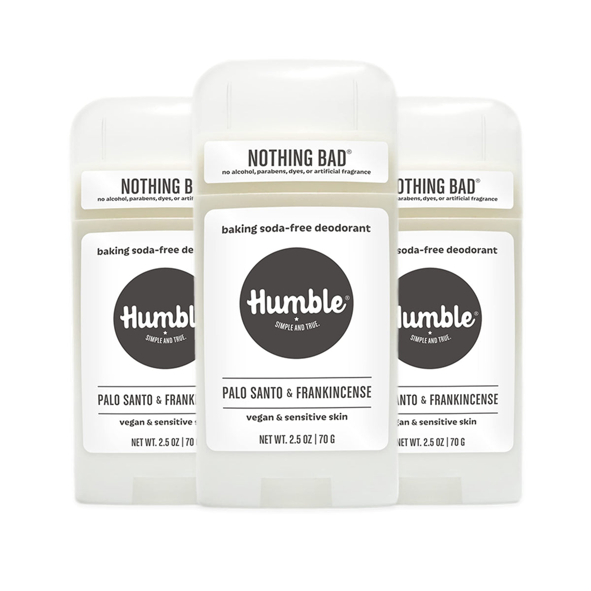 Humble Brands aluminum-free deodorant with Palo Santo and Frankincense for lasting odor control