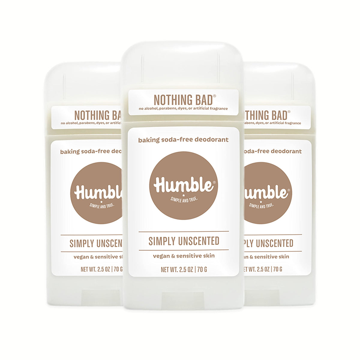 Humble Brands unscented aluminum-free deodorant 3-pack offers clean odor control for daily wear