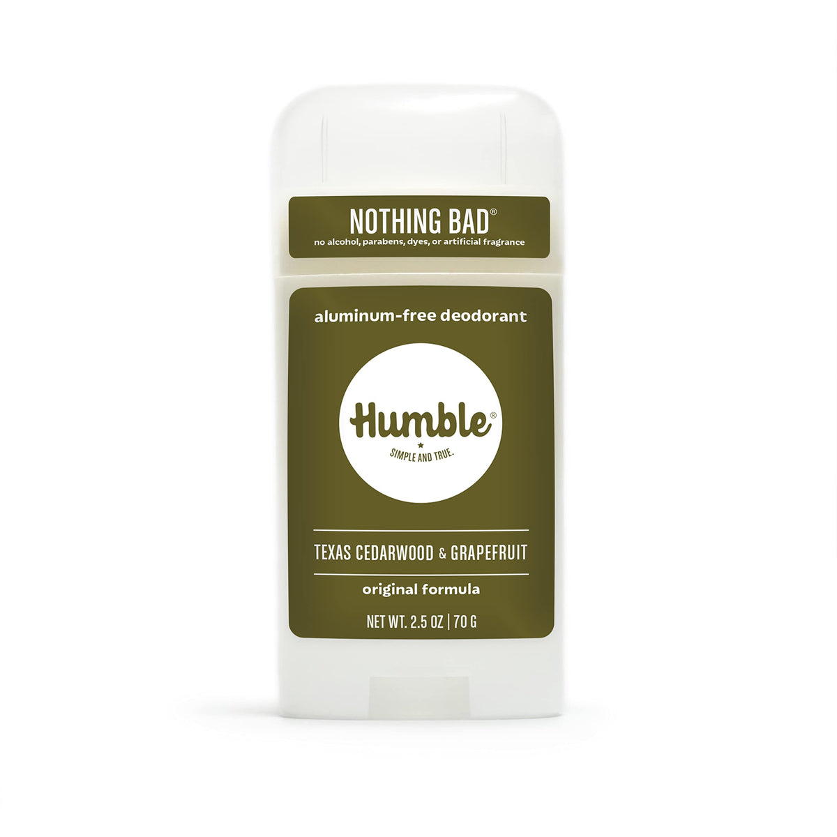 Desodorante Humble Brands Original sin aluminio, envase visible para uso diario.
