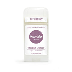 Desodorante Humble Brands sin aluminio en botella Mountain Lavender, frescura diaria.