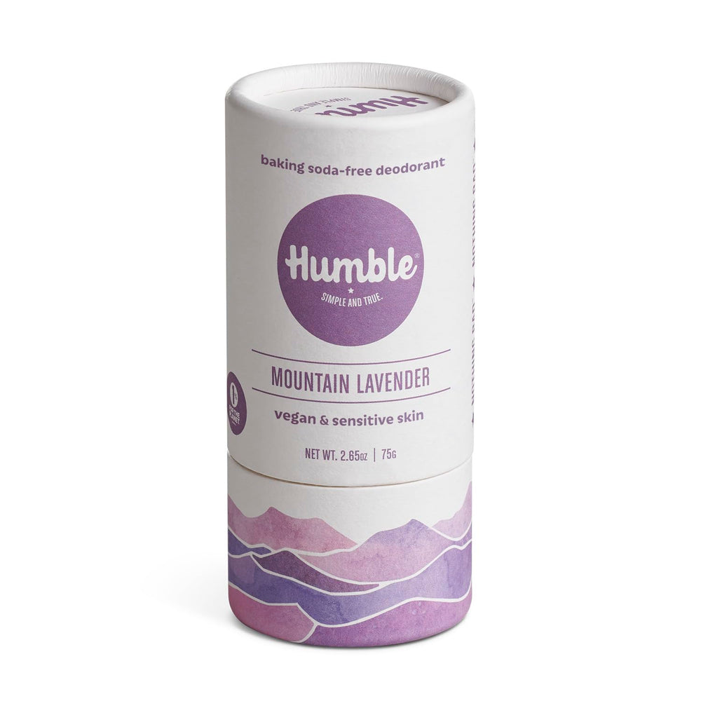 Desodorante Humble Brands sin plástico, envase de cartón para uso diario.