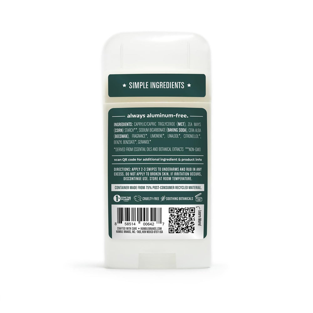 Non-aluminum formula packaging showcases natural ingredients and essential oils.