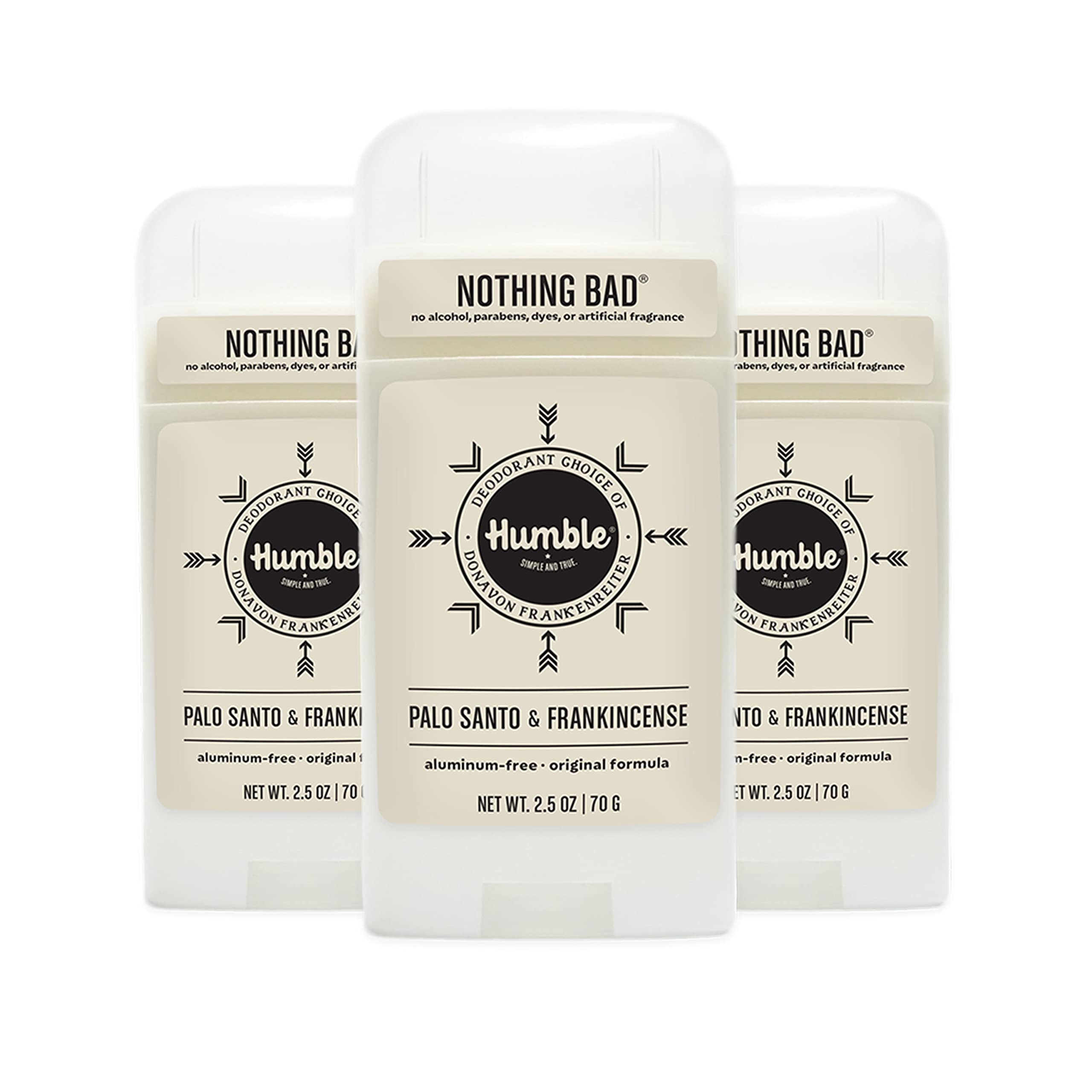 Humble Brands Original Formula deodorant pack of three showing product set for aluminum-free odor protection