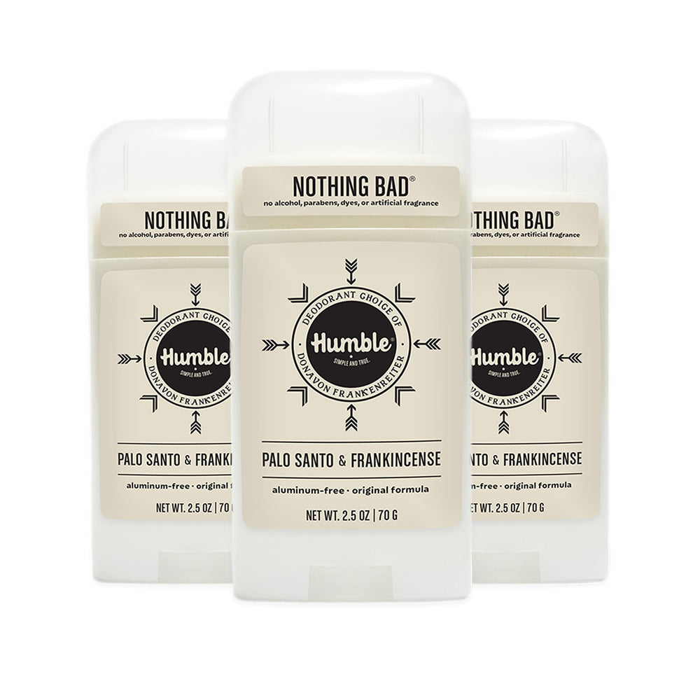 Humble Brands Original Formula deodorant pack of three showing product set for aluminum-free odor protection