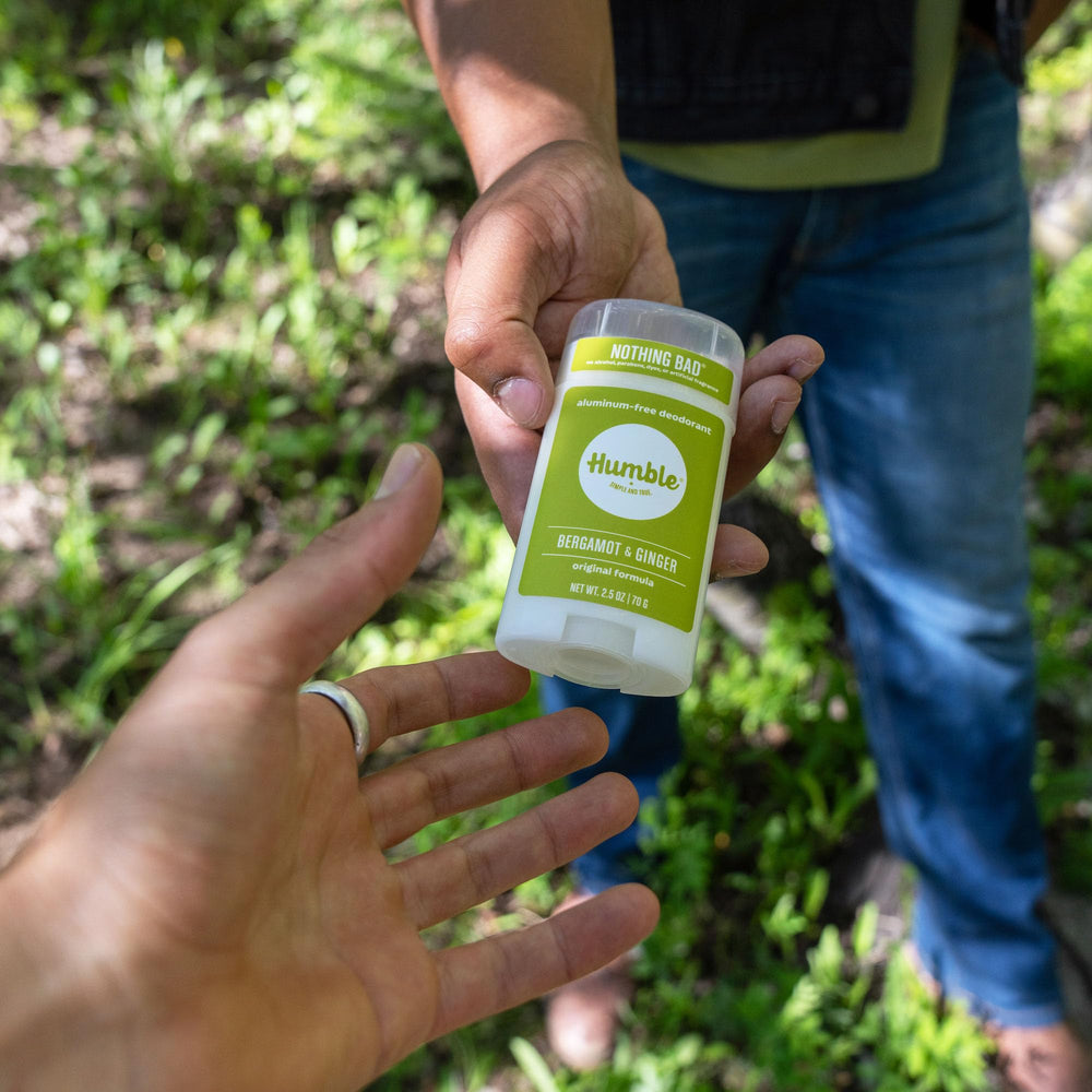 Humble Brands packaging front highlights aluminum-free formula and cruelty-free certification