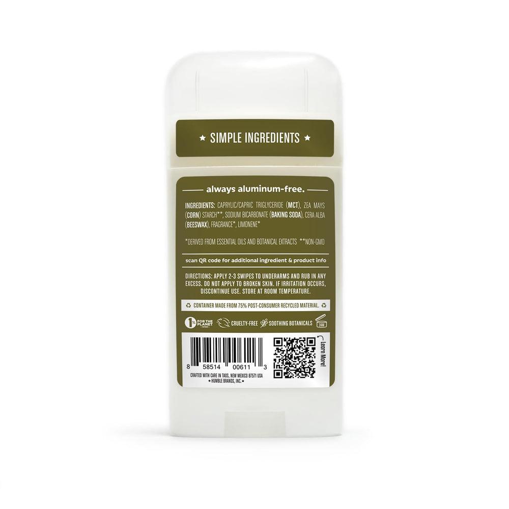 Desodorante Humble sin aluminio, ideal para uso diario y estilo de vida activo.