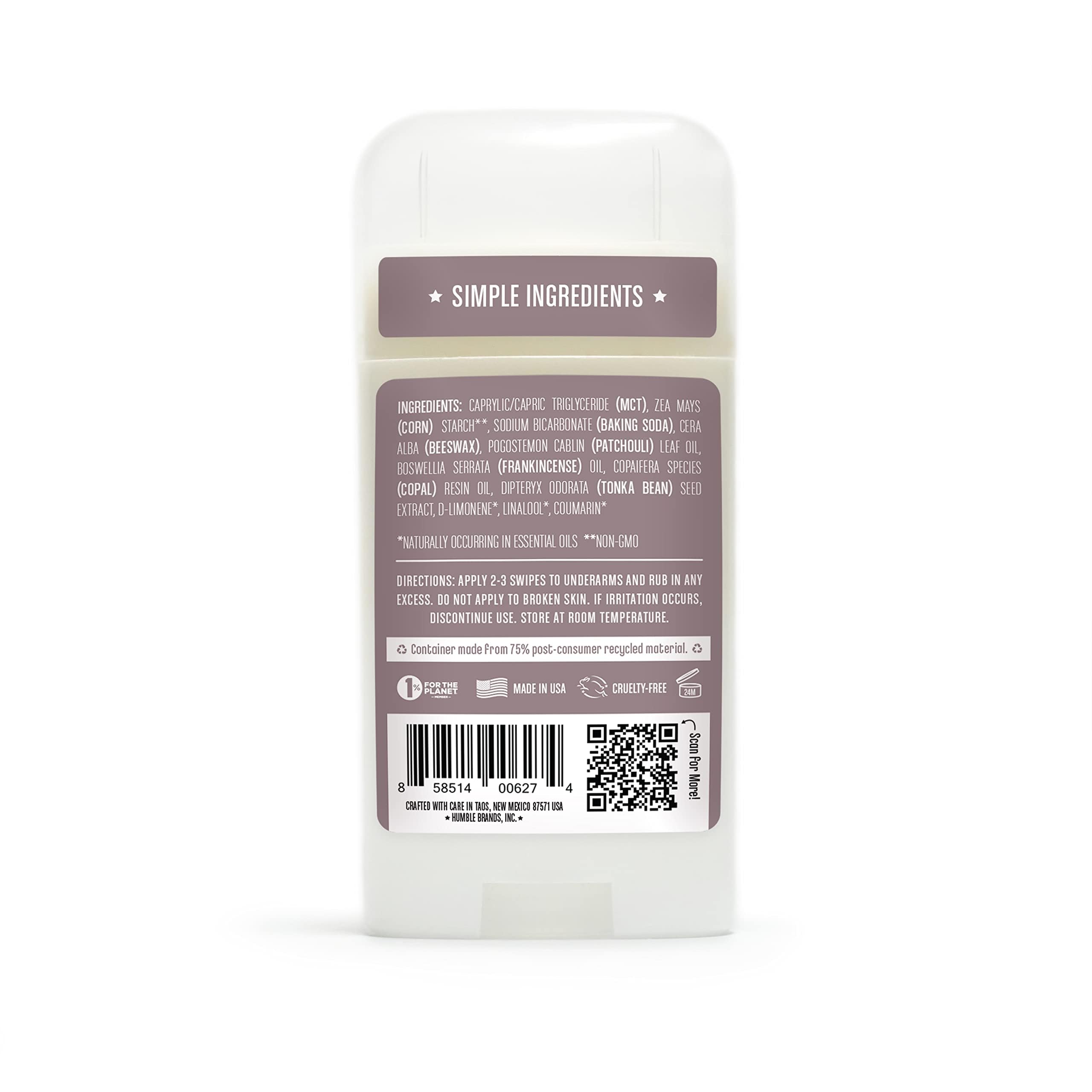Humble patchouli copal frankincense deodorant: closeup of natural fragrance blend.