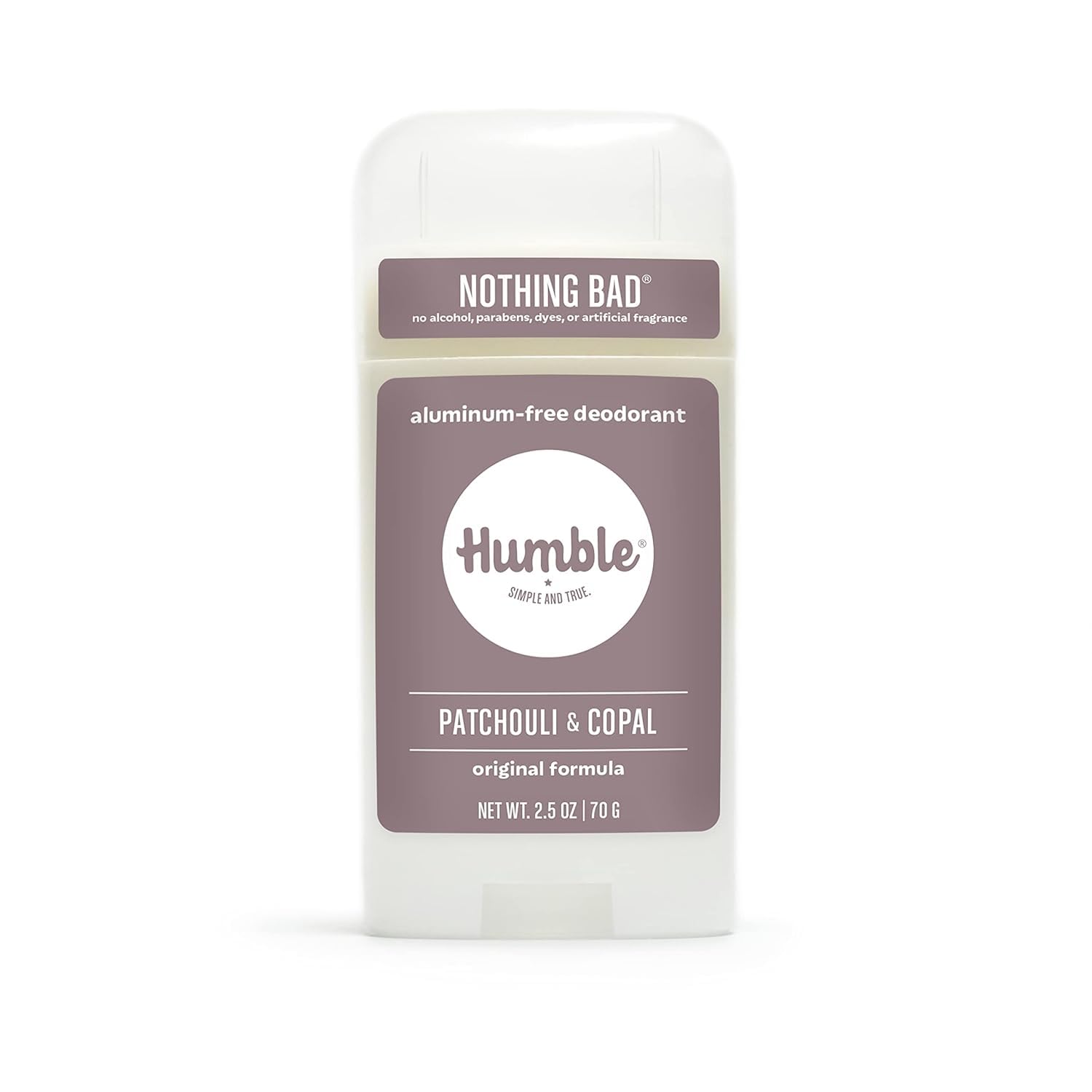 Humble Deodorant Stick: Patchouli Copal Frankincense, top view for everyday fragrance and protection.