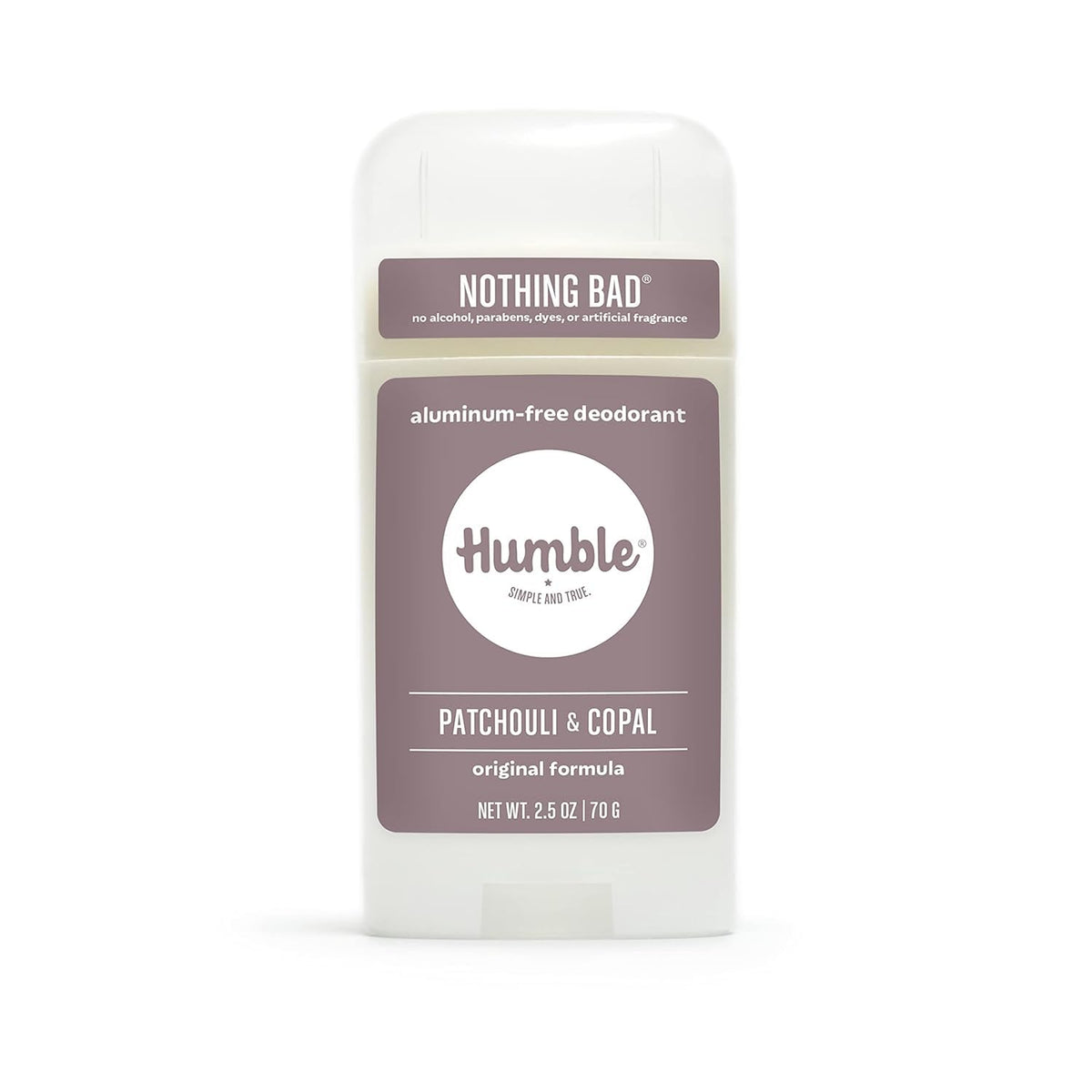 Humble Deodorant Stick: Patchouli Copal Frankincense, top view for everyday fragrance and protection.