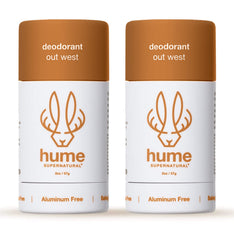 Hume Supernatural aluminum-free deodorant bottle shown for daily freshness.