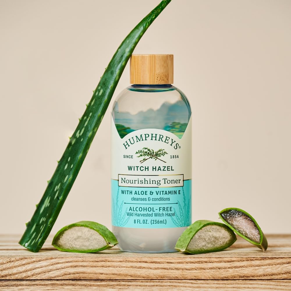 Frasco transparente con Humphreys tonico para ritual diario.