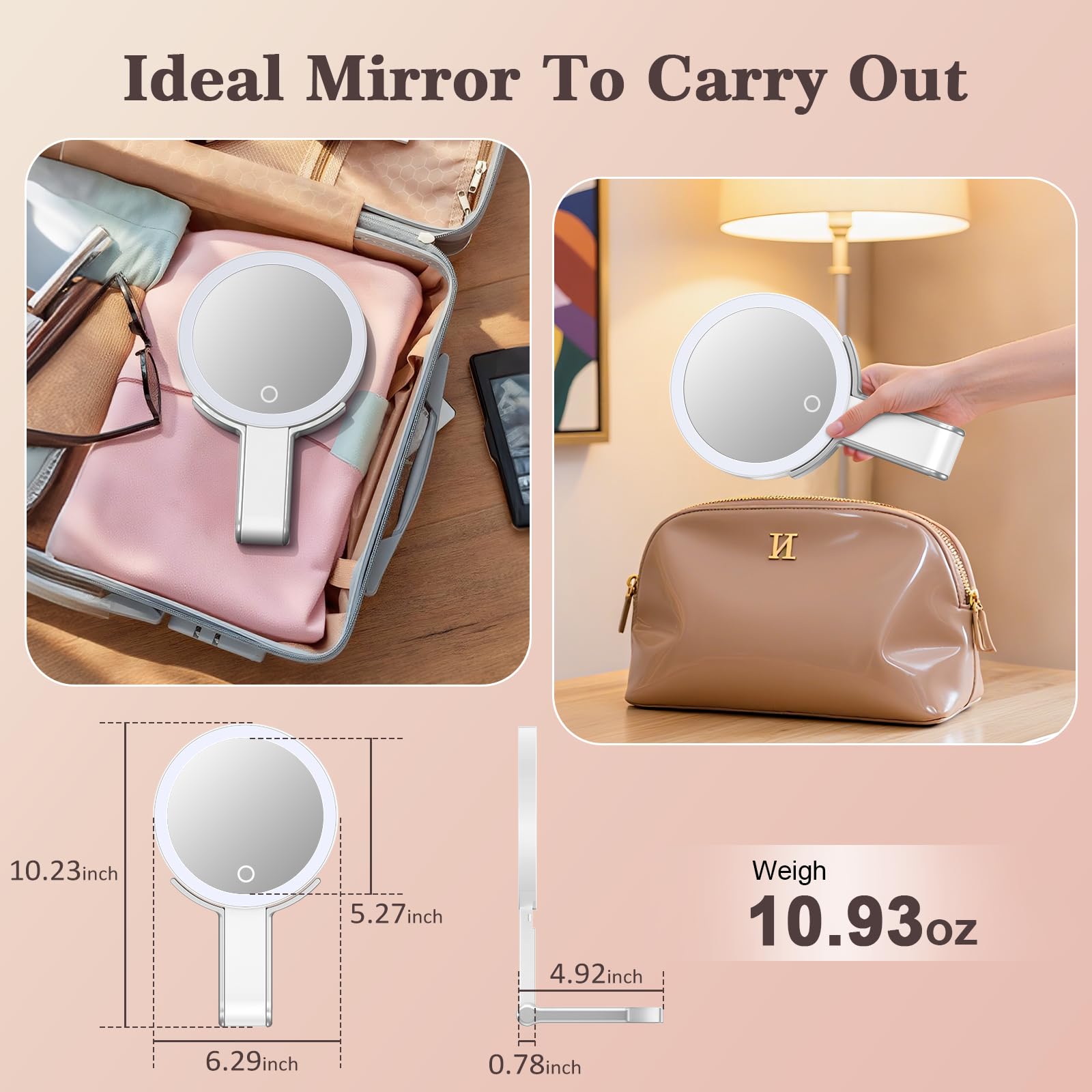 HUNCAB gift-ready travel mirror ideal for Valentines or special occasions.