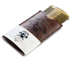 Hunter Jack sandalwood comb with dual teeth for precise mustache shaping.
