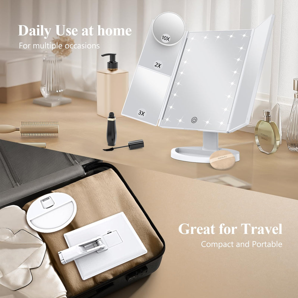 HUONUL makeup mirror 10X magnification for close-up accuracy.