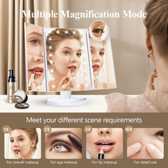 HUONUL makeup mirror 2X magnification enables detailed tweezing and brows.