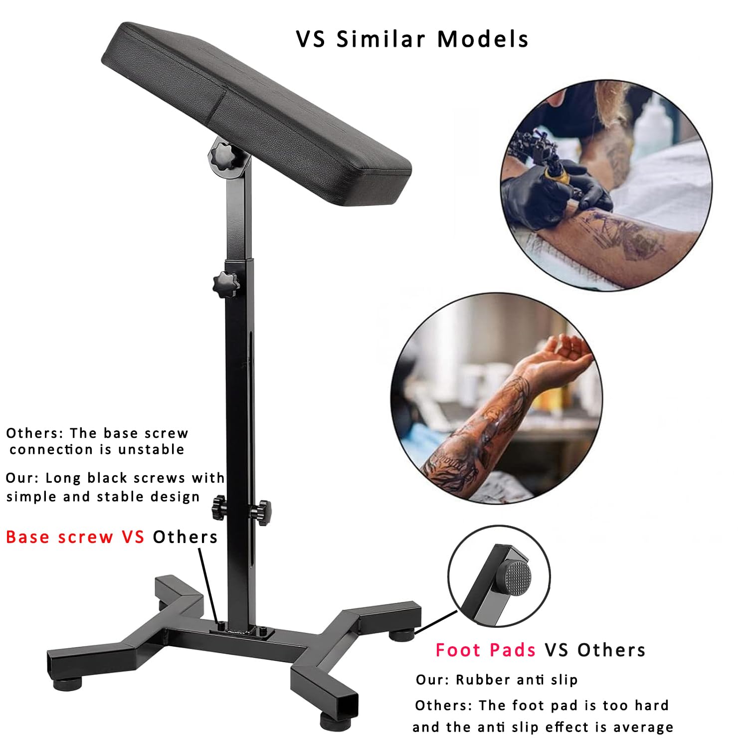Huoxou tattoo arm rest with height adjustment for multiple angles and comfort.