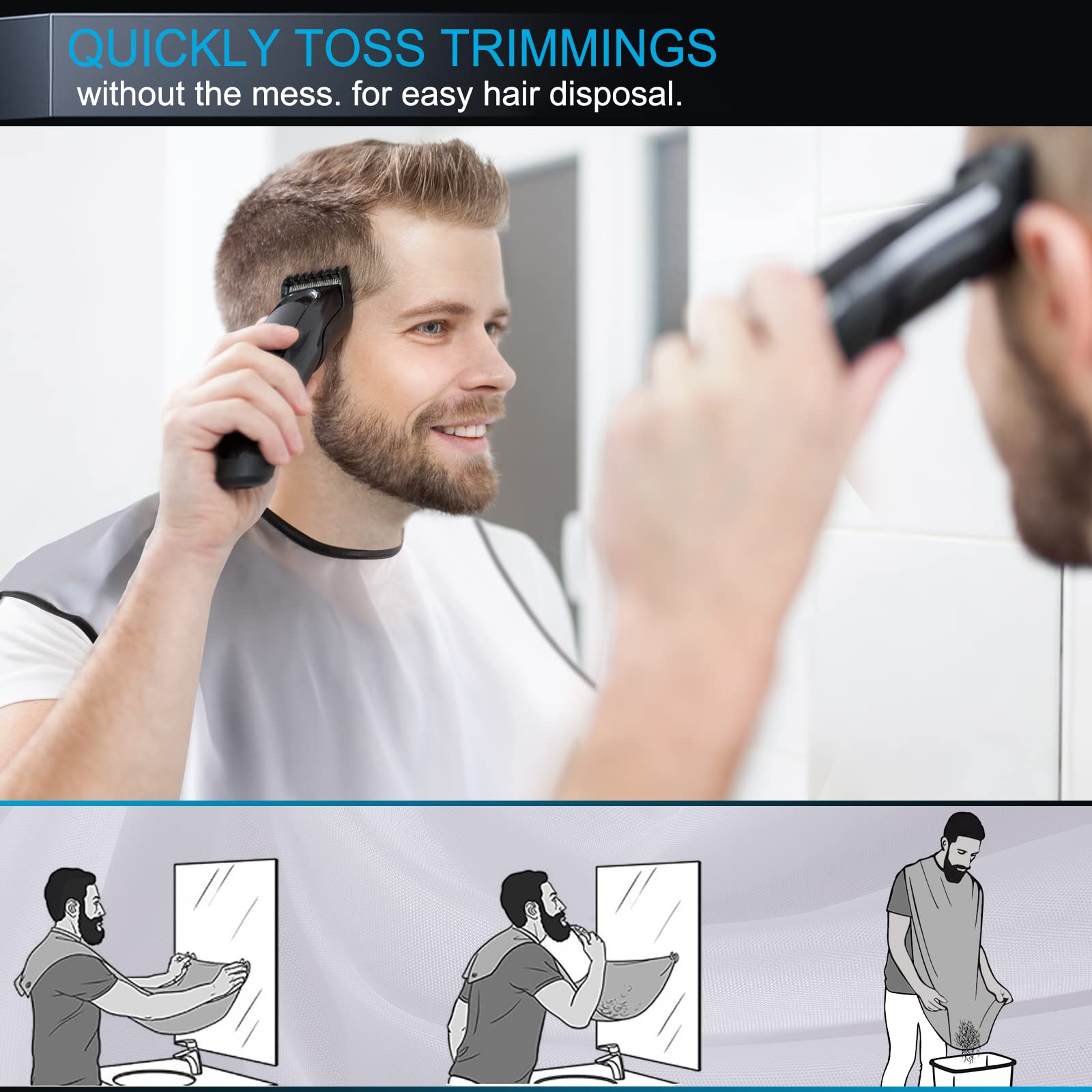 HUPBIPY beard bib apron hair catcher prevents sink clogs after trims