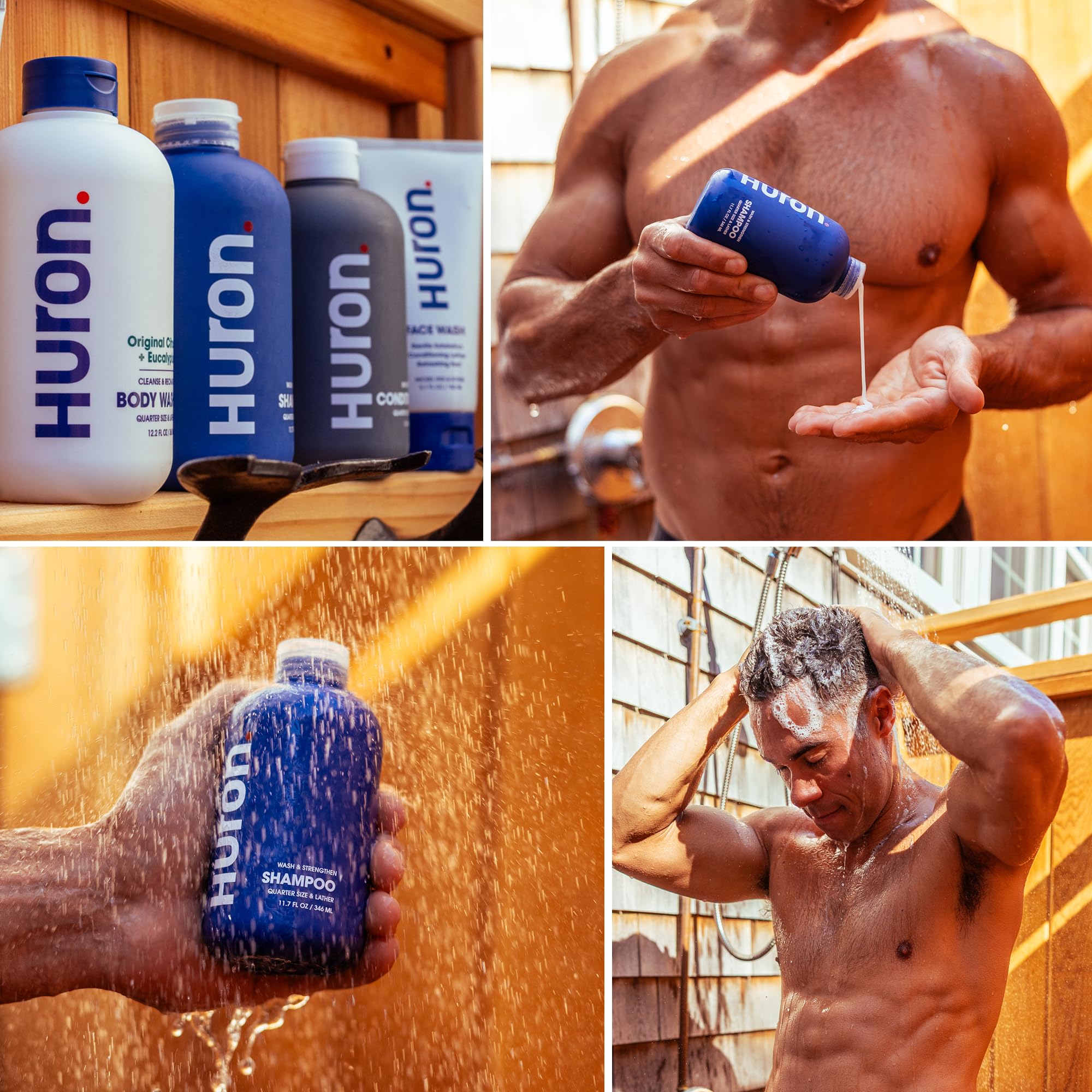 Huron champú para hombres, aloe calmante, mejora hidratación y confort del cabello.
