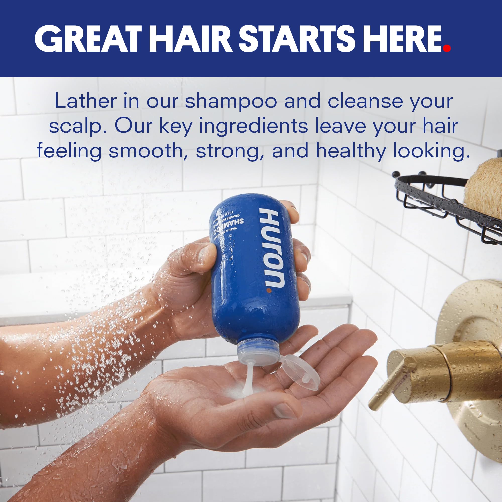 Huron champú para hombres, textura cremosa, ofrece espuma suave para un lavado cómodo.