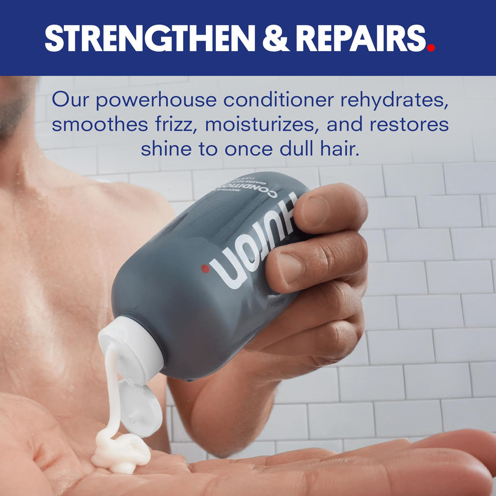 Huron acondicionador para hombres, etiqueta visible, aroma cítrico y refrescante