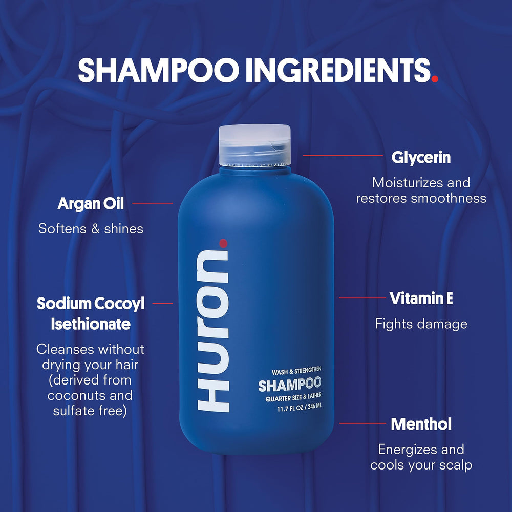 Male model demonstrates daily use with Huron Hair Duo