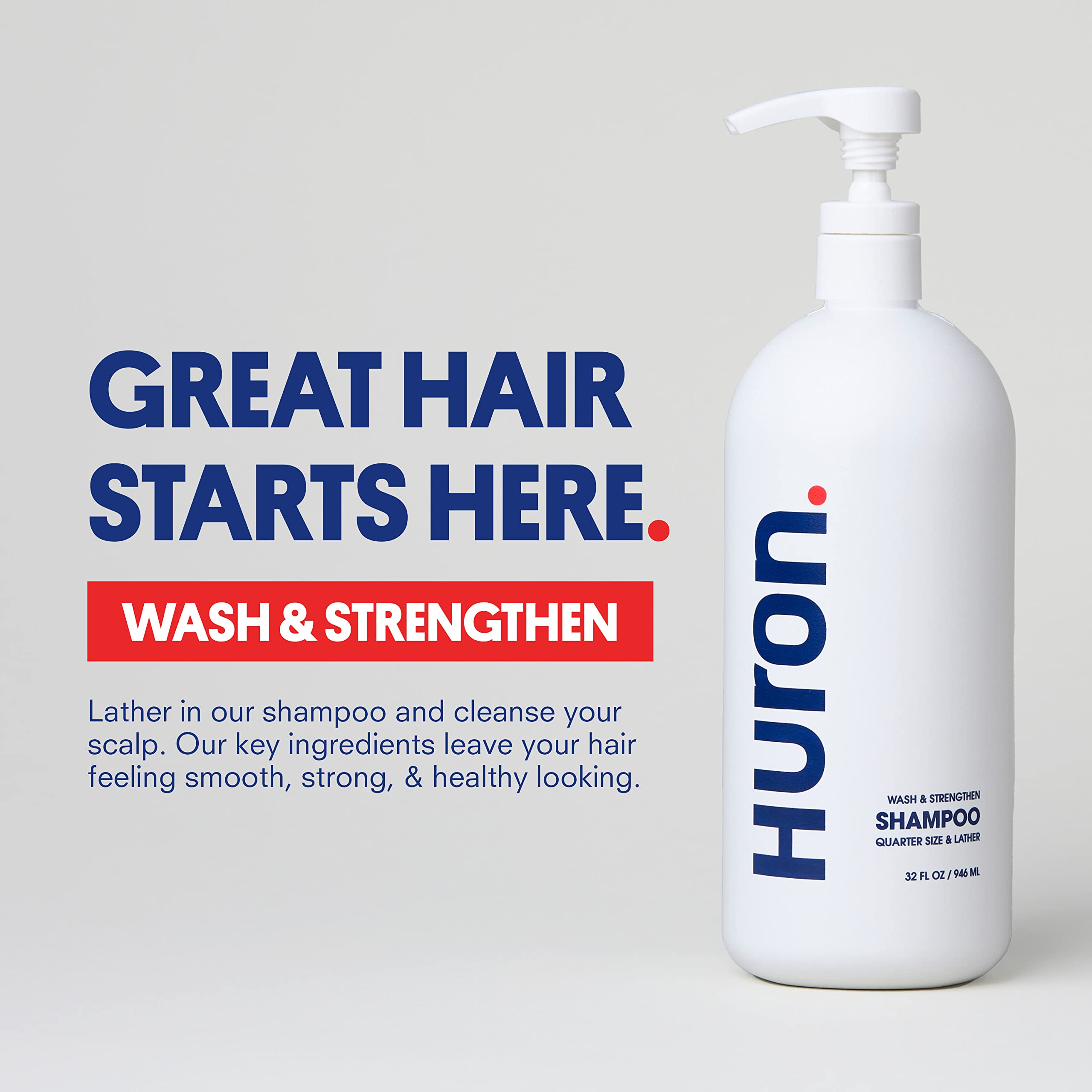 Huron Men’s Fresh Scent Daily Shampoo lather in hand for daily cleansing.
