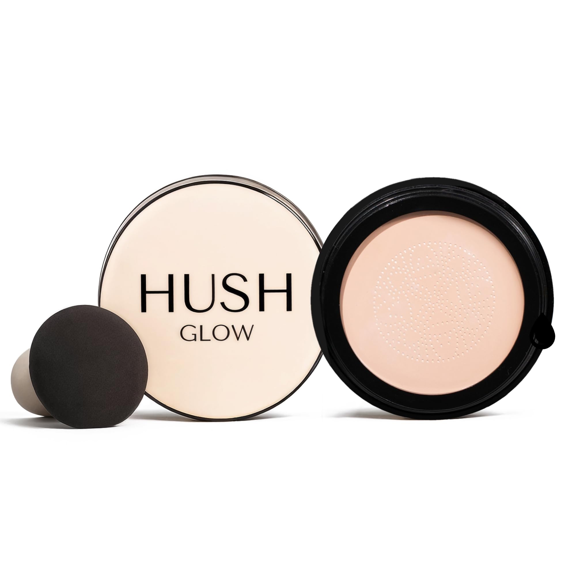 Hush Glow Foundation Cushion Ivory close-up shows smooth, natural coverage with hydration