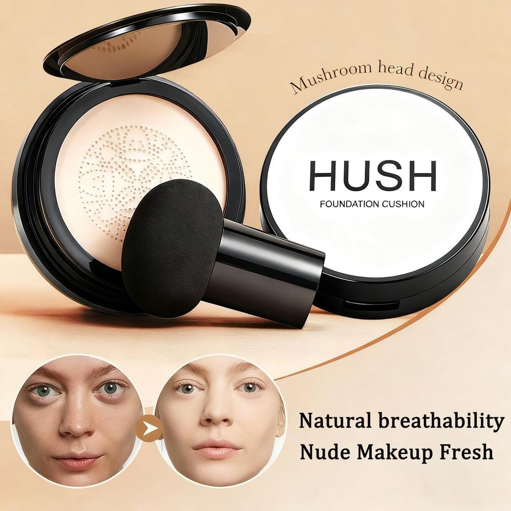Cobertura natural con la fundación cushion Hush Makeup sin sensación pesada