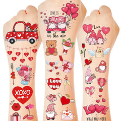 Huskein glow Valentine tattoos featuring heart designs on sheets for nighttime party fun.