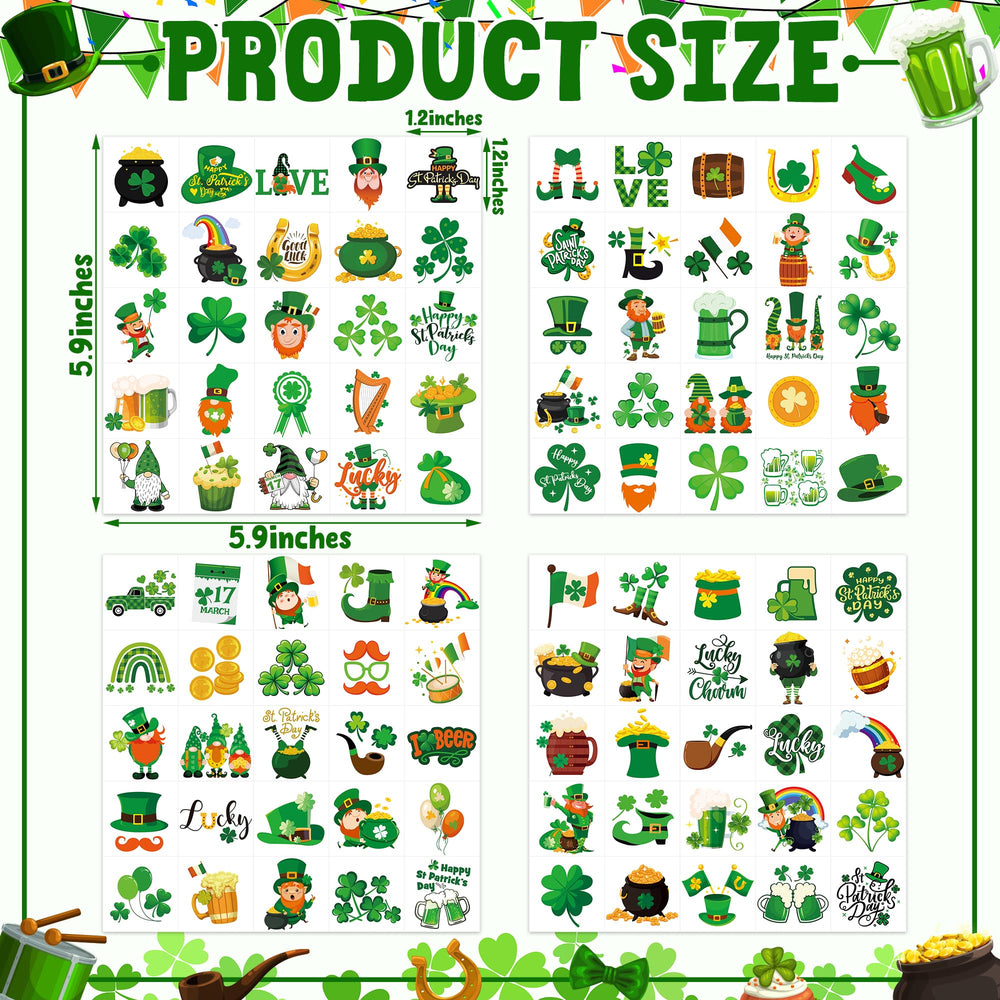 Huskein St Patrick's Day tattoos with easy tear-line application for fast wear.
