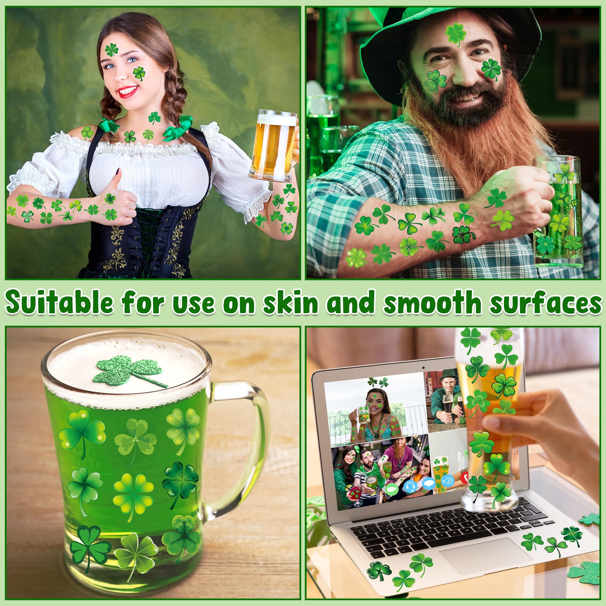 Huskein tattoos applied by moisten-and-press method for instant color.