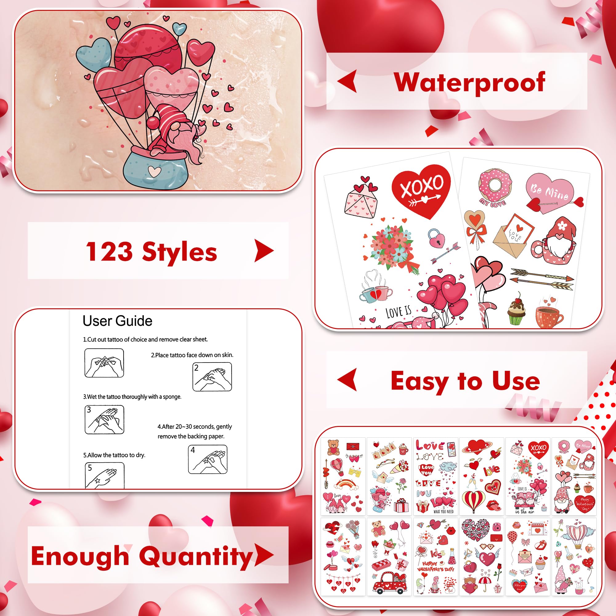 Huskein waterproof luminous heart tattoos designed for easy wear.