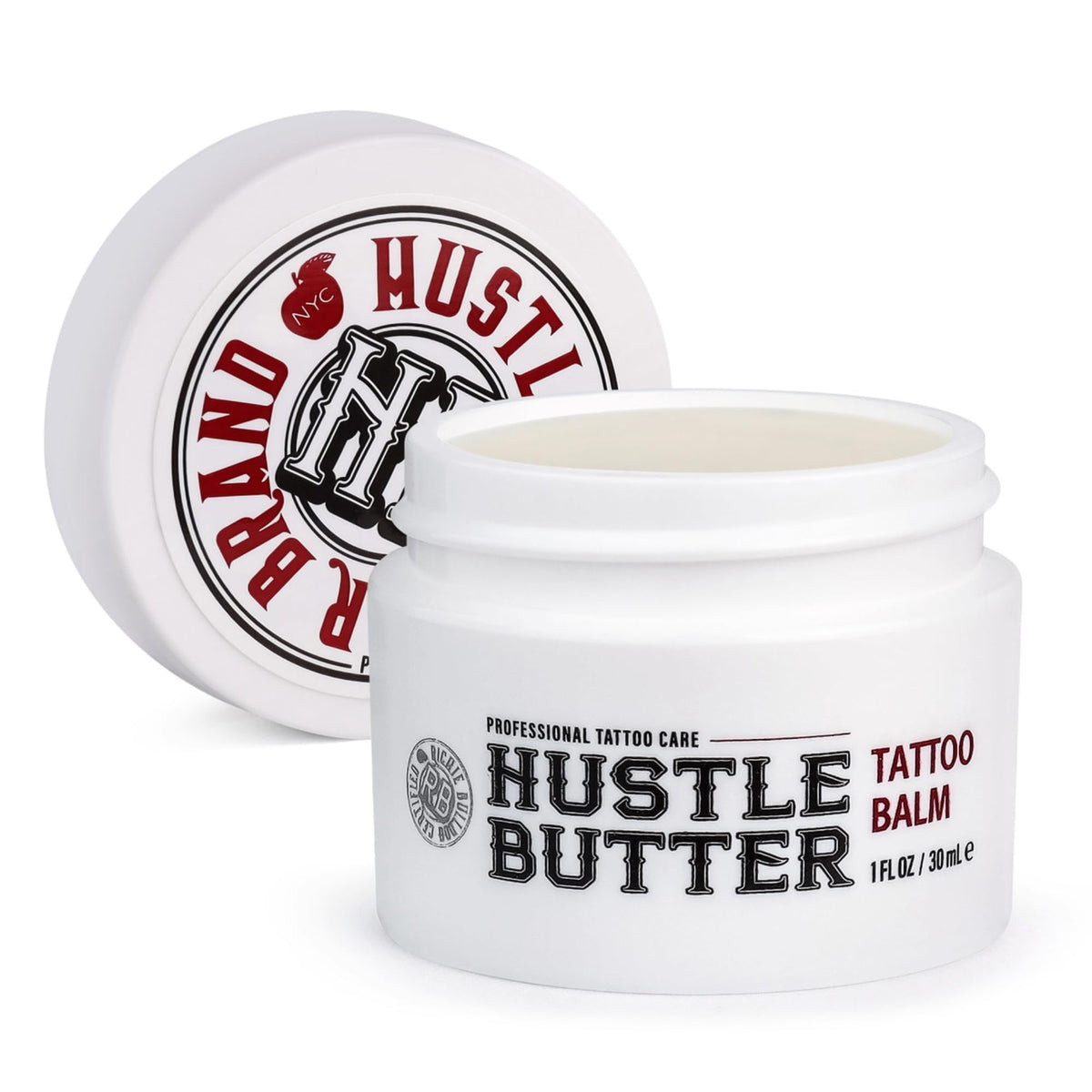 Envase 1oz de Hustle Butter Deluxe para cuidado de tatuajes.