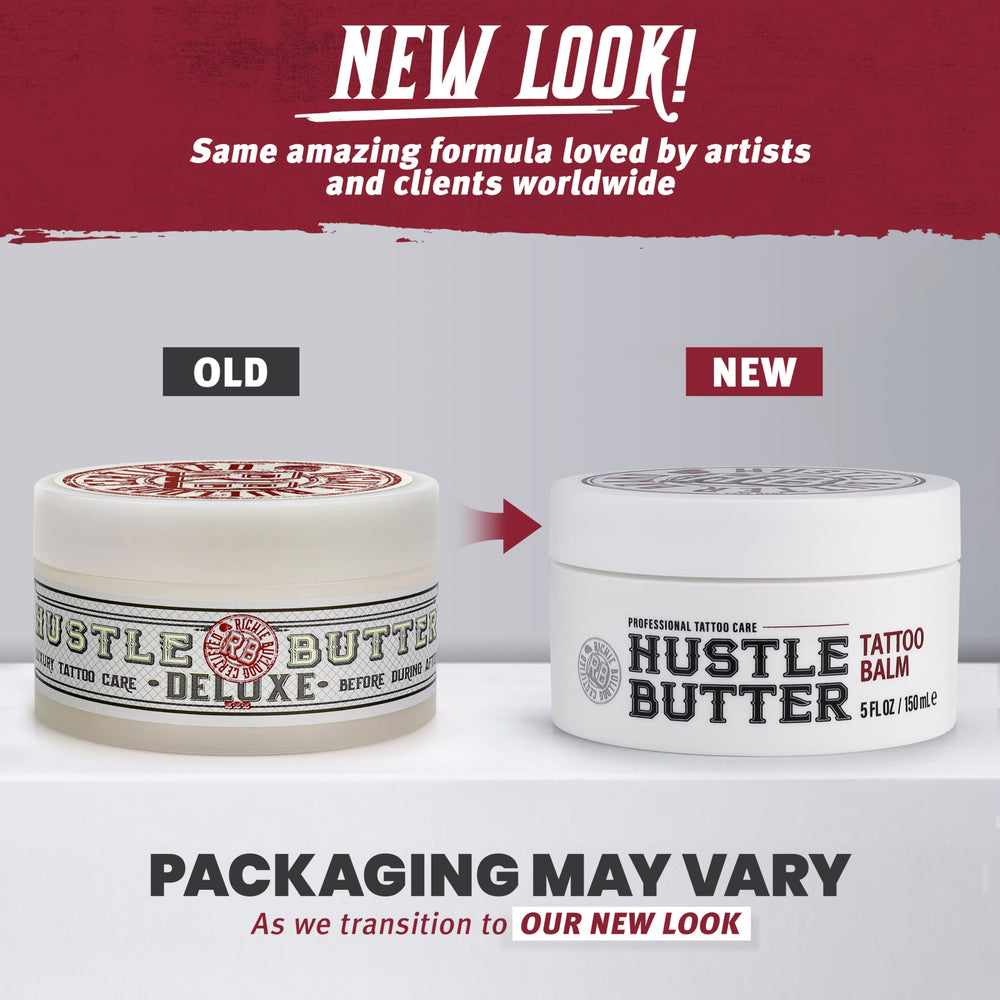 Hustle Butter Deluxe tattoo balm application glide, easy, smooth application for healing tattoos