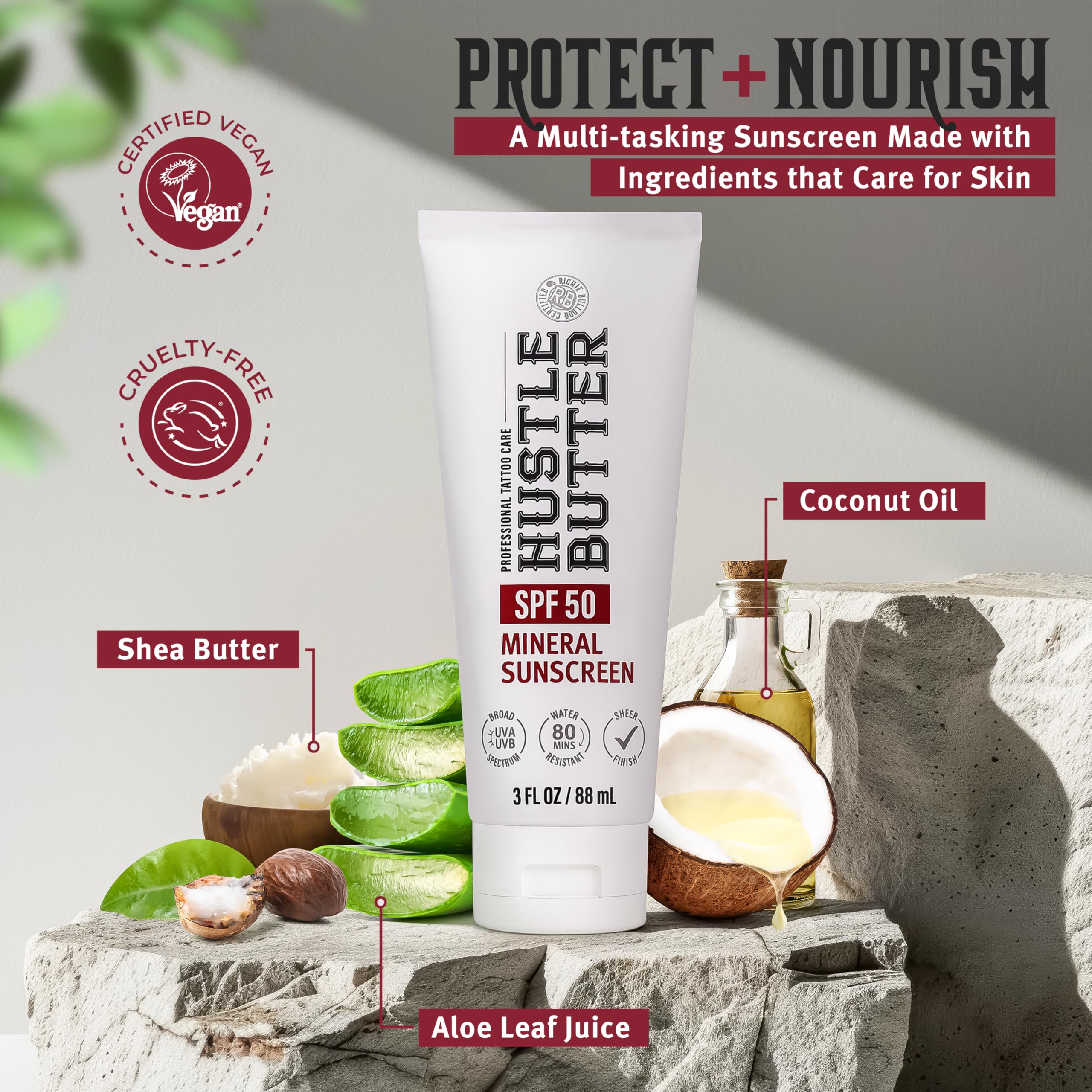Hustle Butter Deluxe hydration with shea coconut keeps ink vibrant
