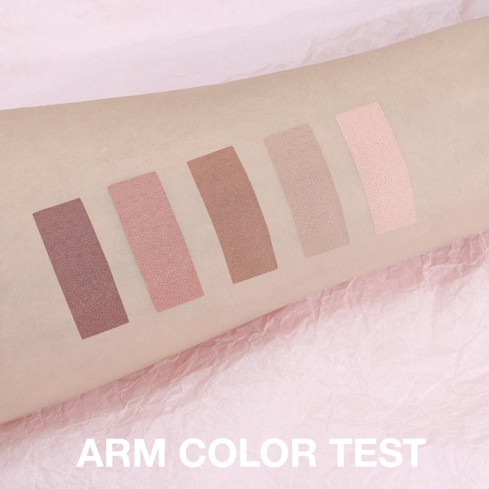 Hxssll Matte Nude Eyeshadow Palette peach rose nude shade swatches brighten eyes for a refreshed appearance
