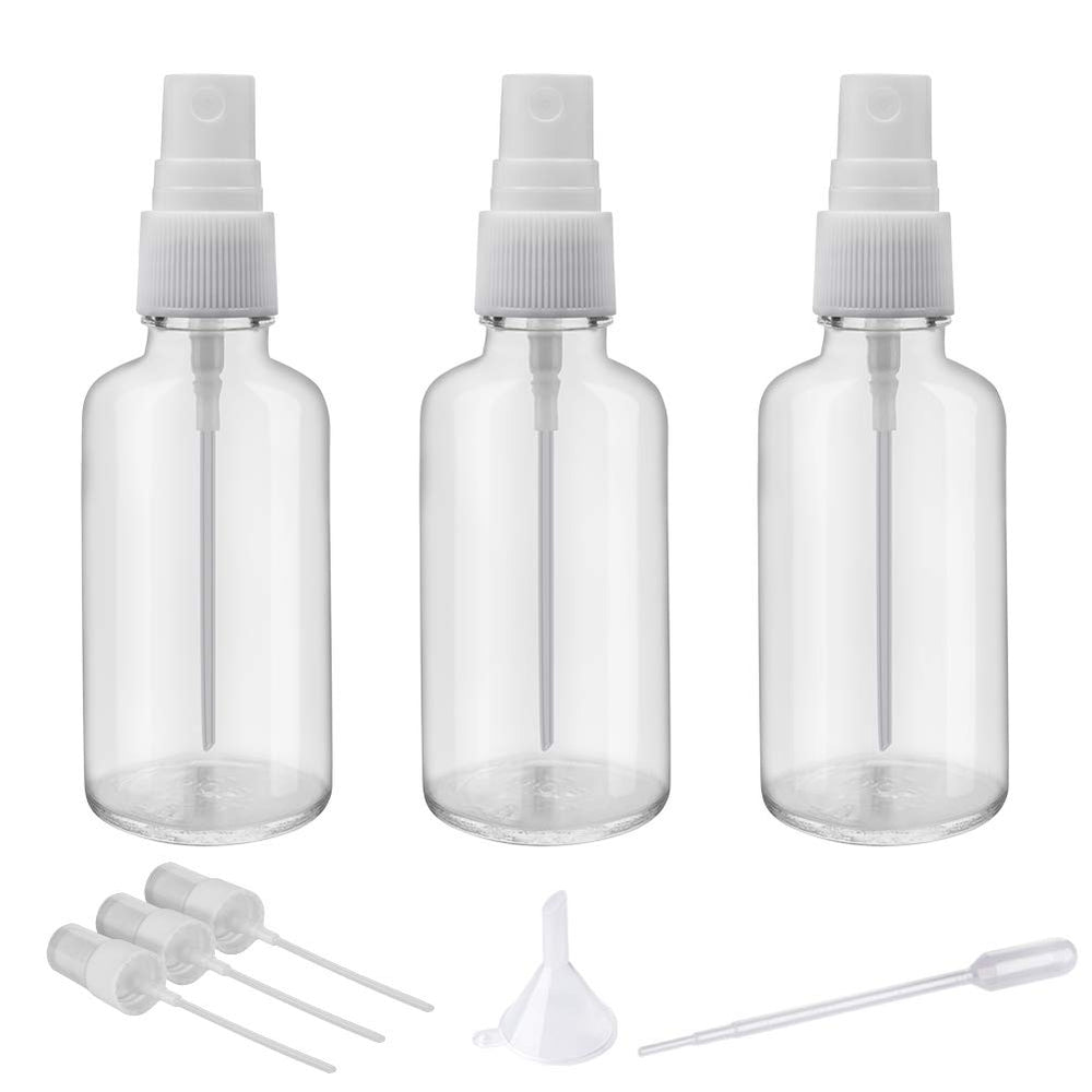 Hydior 2oz clear glass spray bottle set for portable essential oils.