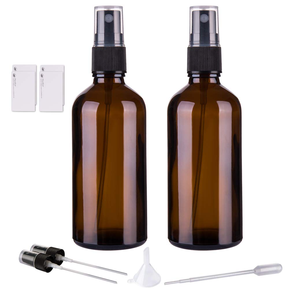 Hydior amber glass spray bottle 4oz with fine mist for essential oils.