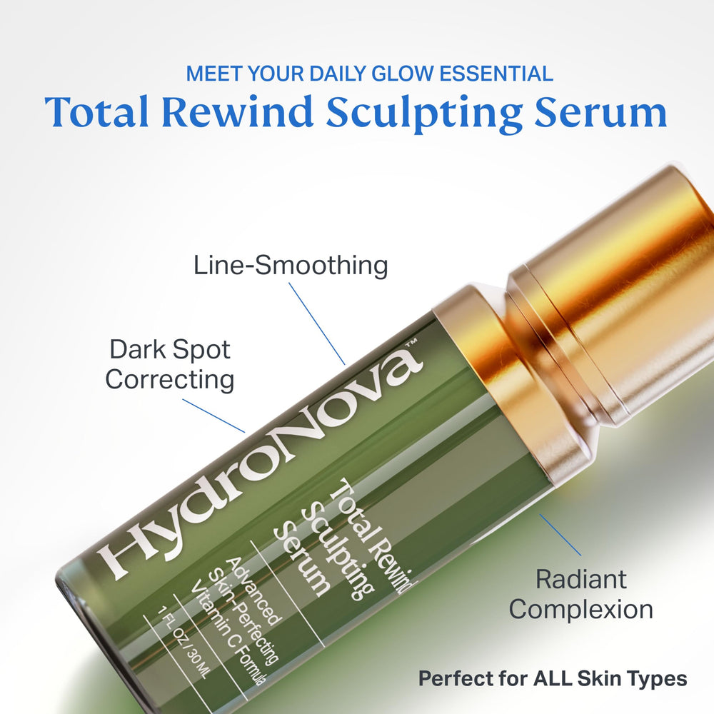 HYDRONOVA Total Rewind serum pump-dispense enables easy controlled application.