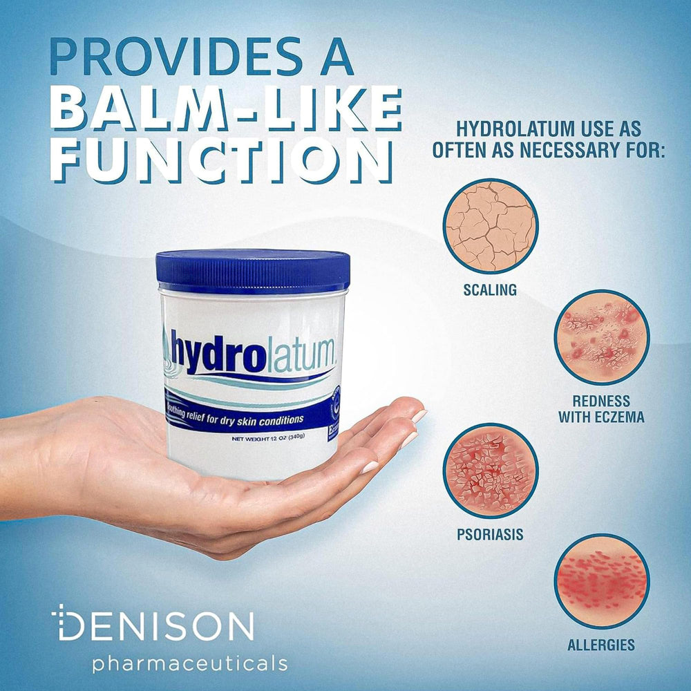Hydrolatum moisturizing cream used on the body for smooth, hydrated skin.