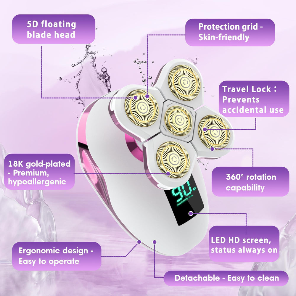 HYEHET Electric Razor for Women face with 5D head for precise, gentle grooming.