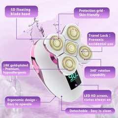 HYEHET Electric Razor for Women face with 5D head for precise, gentle grooming.
