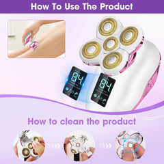 HYEHET Waterproof IPX7 razor for wet or dry use in shower or bath.
