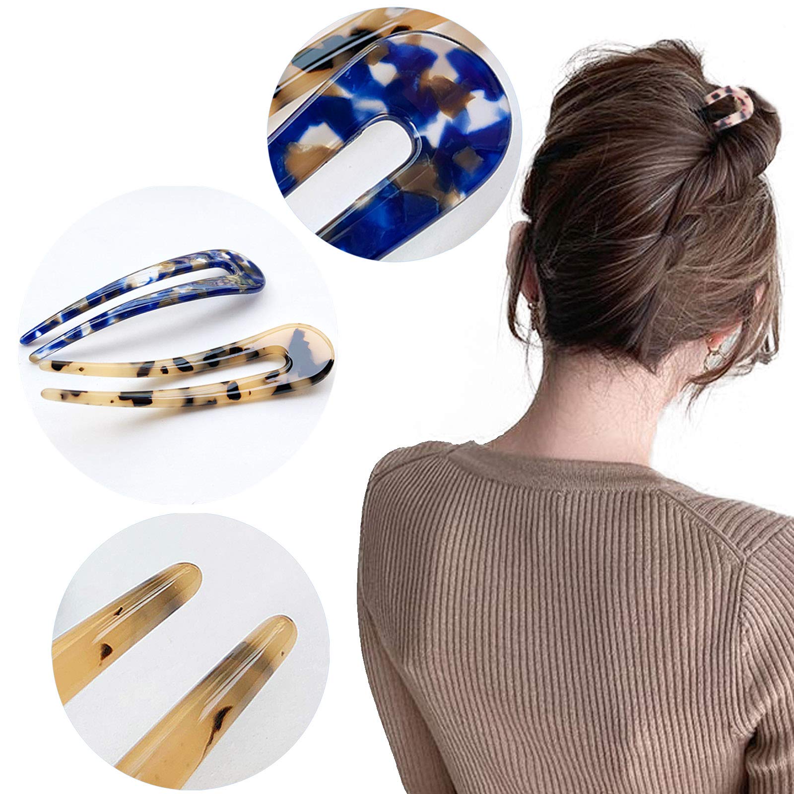 HYFEEL conjunto de tres horquillas tortuga azul para peinados rápidos