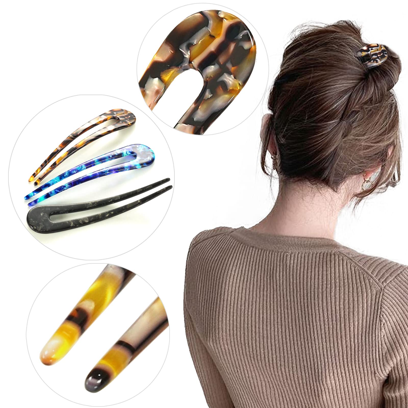 HYFEEL recogido en bun con horquilla carey para estilo diario.
