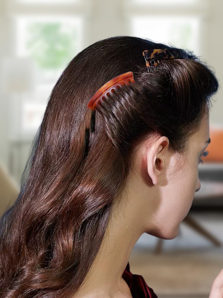 HYFEEL peine lateral frances tortuga marrón, diseño ligero que evita tirar del cabello