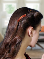 HYFEEL peine lateral frances tortuga marrón, diseño ligero que evita tirar del cabello